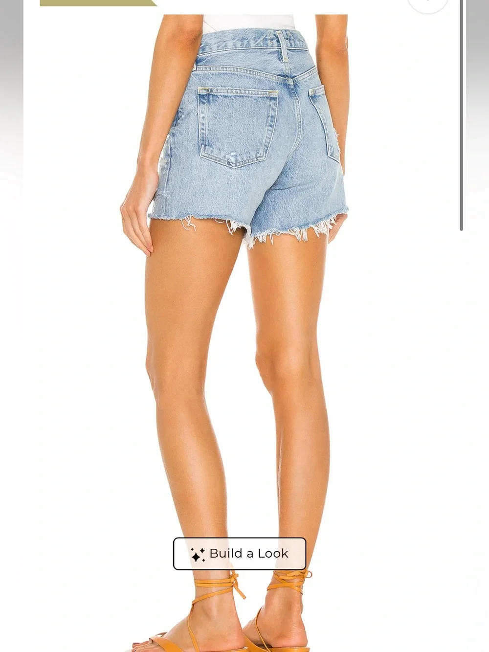 AGOLDE Light Denim Frayed Hem High-Rise Jean Shorts 27 Parker Long loose fit